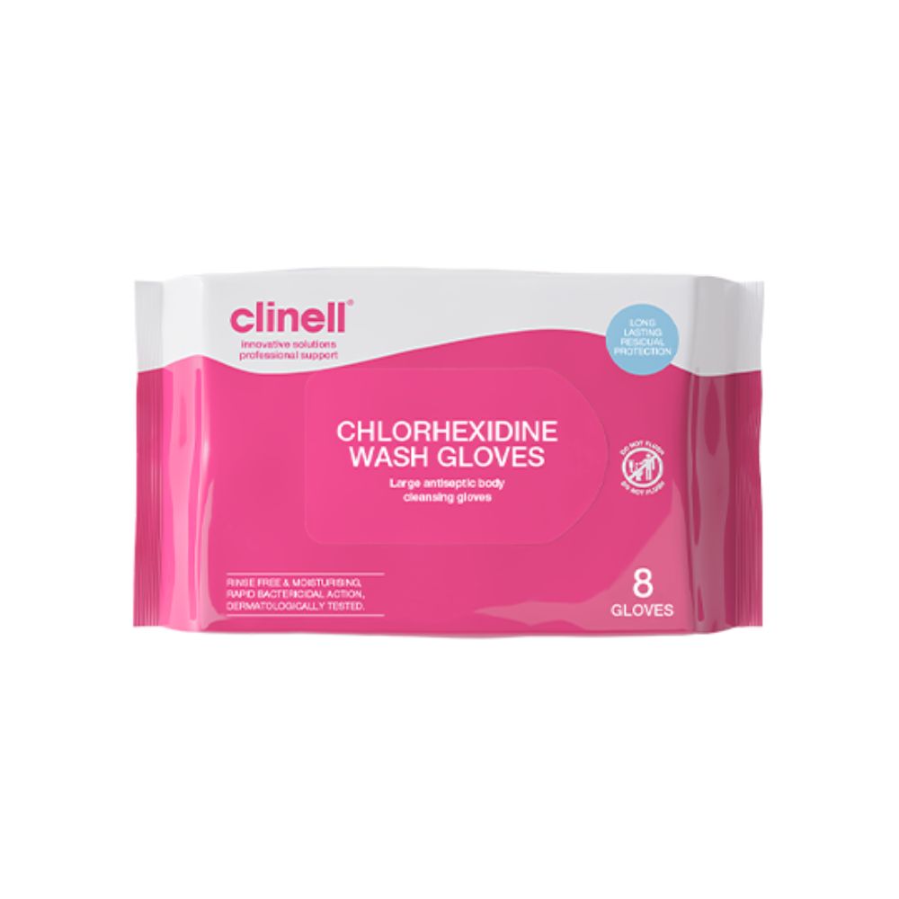 Clinell Chlorhexidin-Waschhandschuhe, 8 Stück