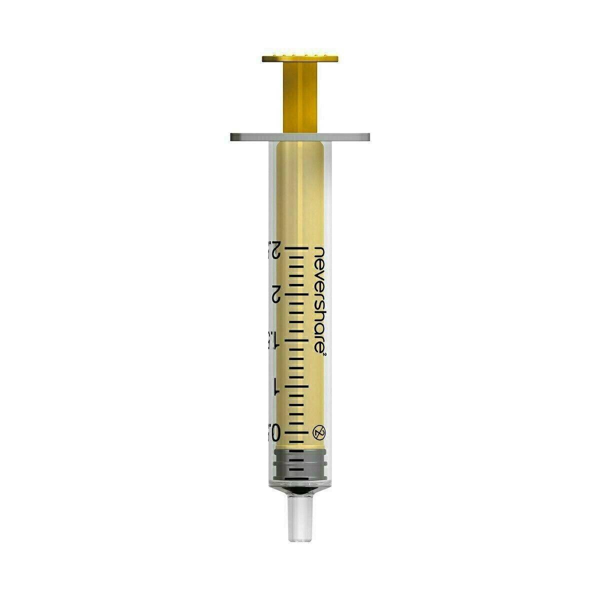 Gelbe Nevershare Luer-Slip-Spritzen, 2,5 ml