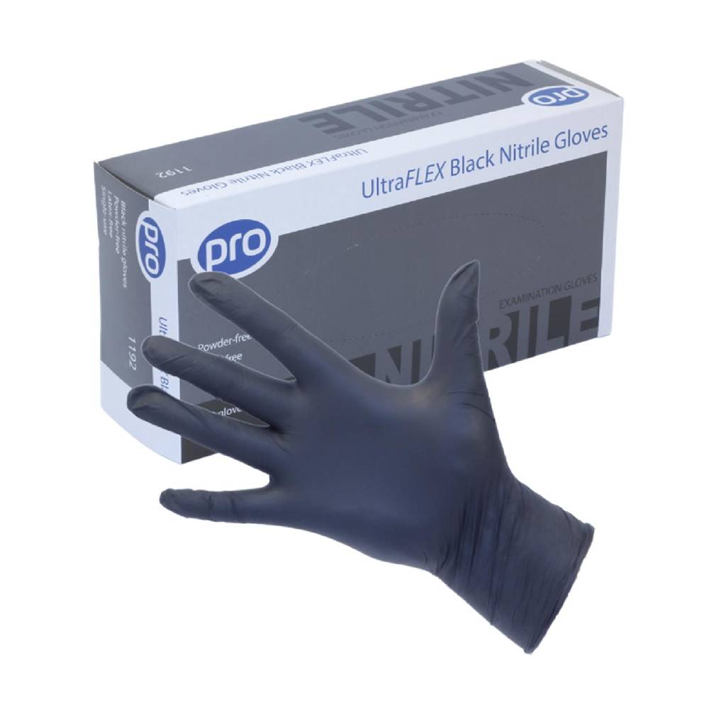 PRO UltraFLEX schwarze Nitrilhandschuhe, Box mit 100 Stück