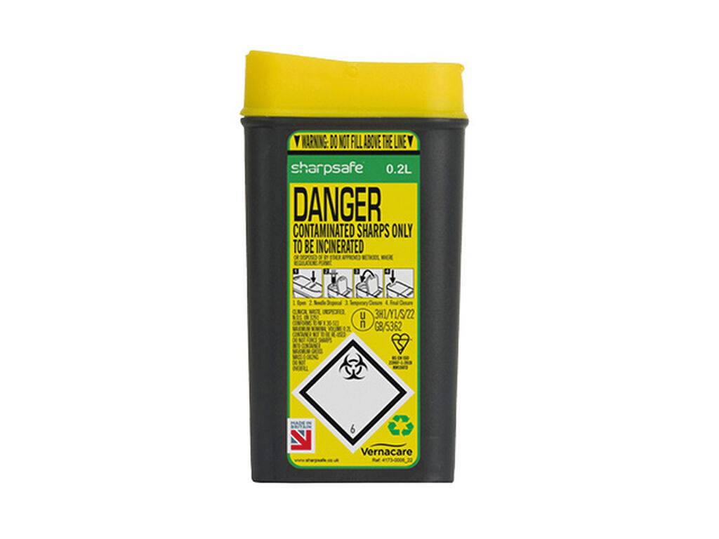 0,2 Liter Sharpsafe Gelbe Blütenöffnung Nadelbehälter