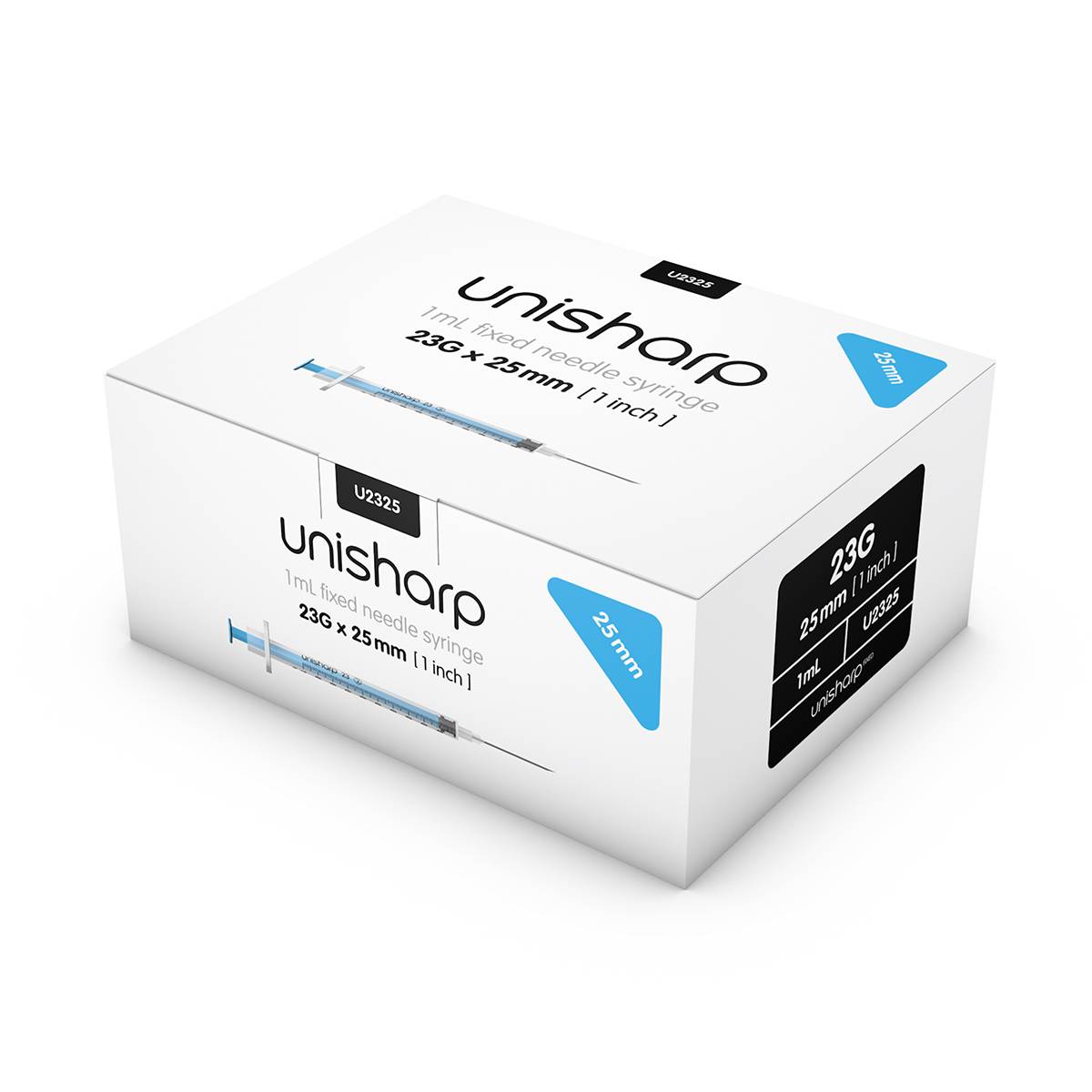 1 ml 23G 25 mm 1 Zoll Unisharp feste blaue Nadelspritze u100