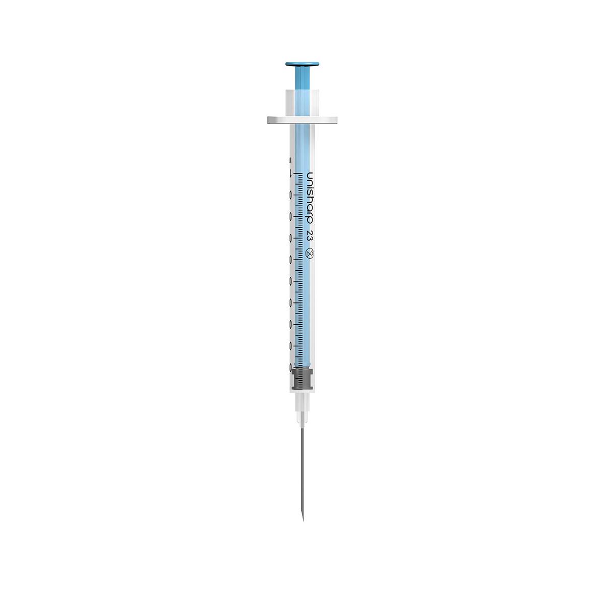1 ml 23G 25 mm 1 Zoll Unisharp feste blaue Nadelspritze u100