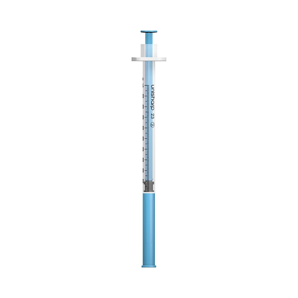 1 ml 23G 25 mm 1 Zoll Unisharp feste blaue Nadelspritze u100