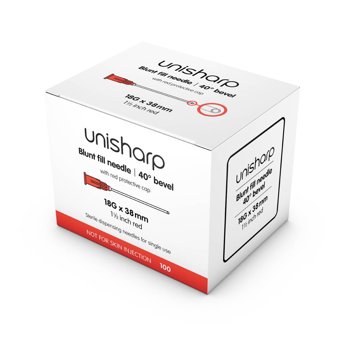Unisharp 18G Rote Stumpfe Nadel