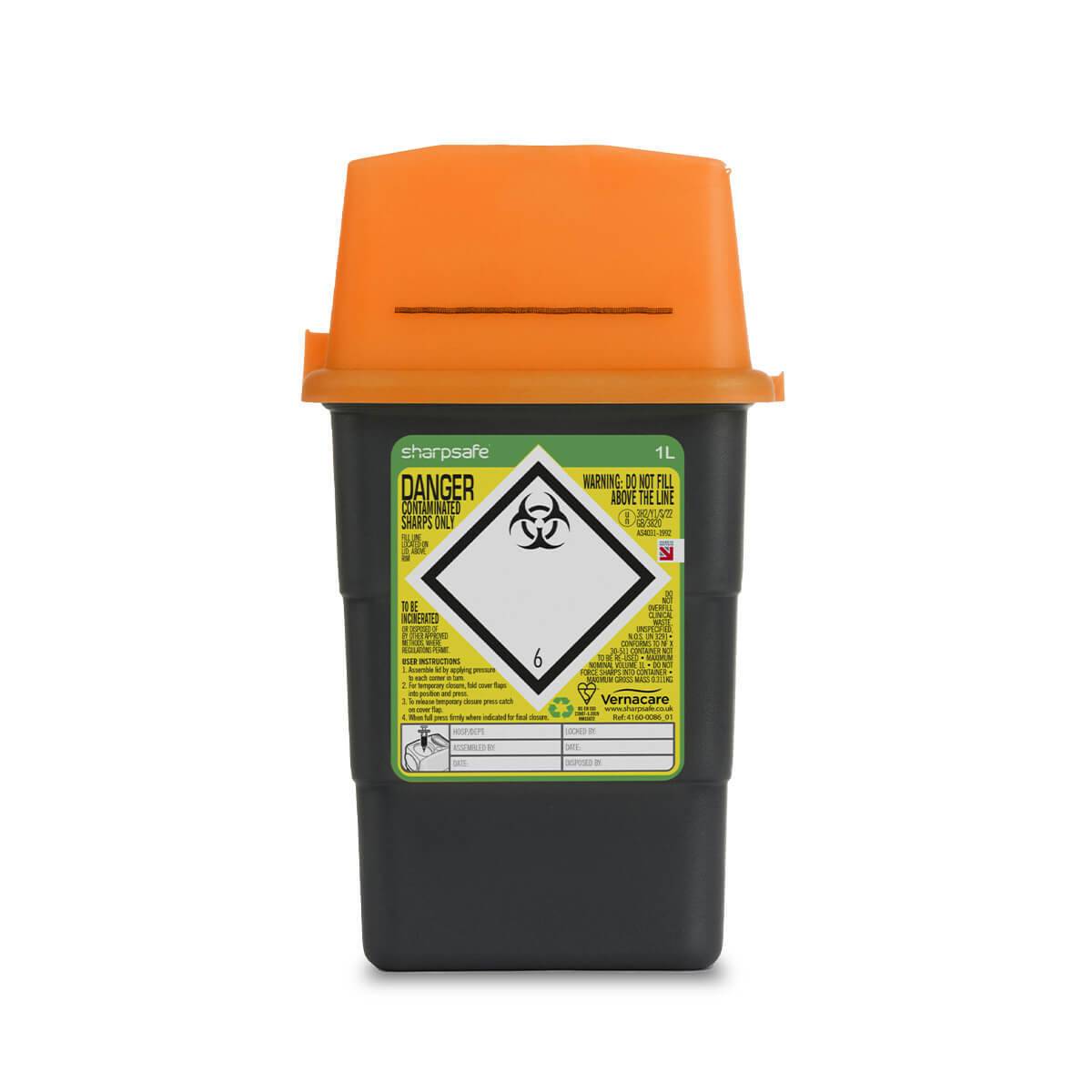 1 Liter Sharpsafe Orange Sharps Bin