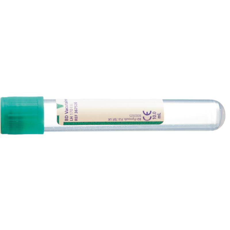 BD Vacutainer 10 ml Heparin-Plasma-Blutentnahmeröhrchen, grün