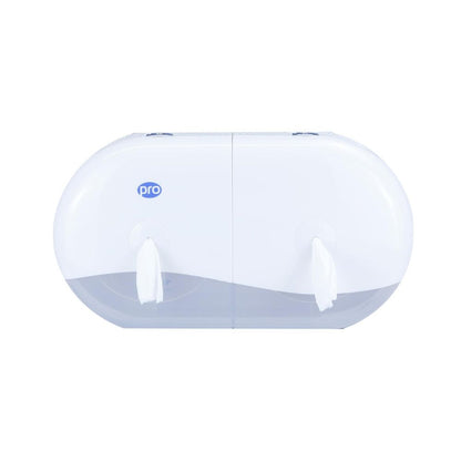 PRO Twin Mini Centrefeed Toilet Tissue Dispenser White