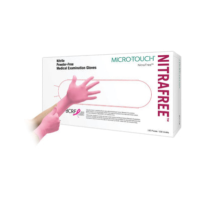 Rosa Ansell Micro-Touch NitraFree Nitril-Untersuchungshandschuhe, Packung mit 100 Stück