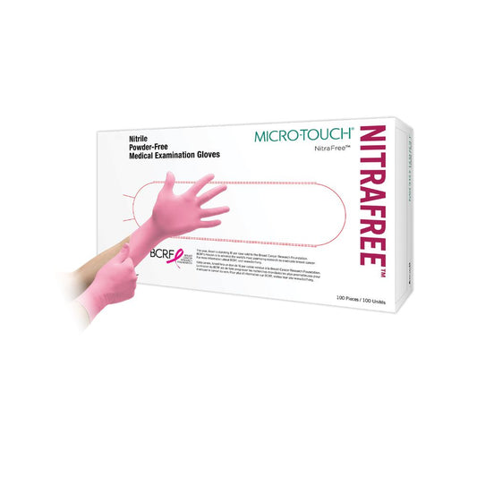 Rosa Ansell Micro-Touch NitraFree Nitril-Untersuchungshandschuhe, Packung mit 100 Stück