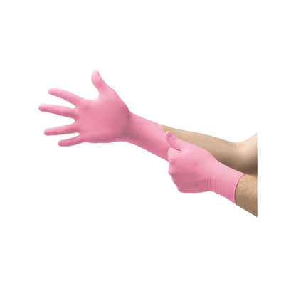 Rosa Ansell Micro-Touch NitraFree Nitril-Untersuchungshandschuhe, Packung mit 100 Stück