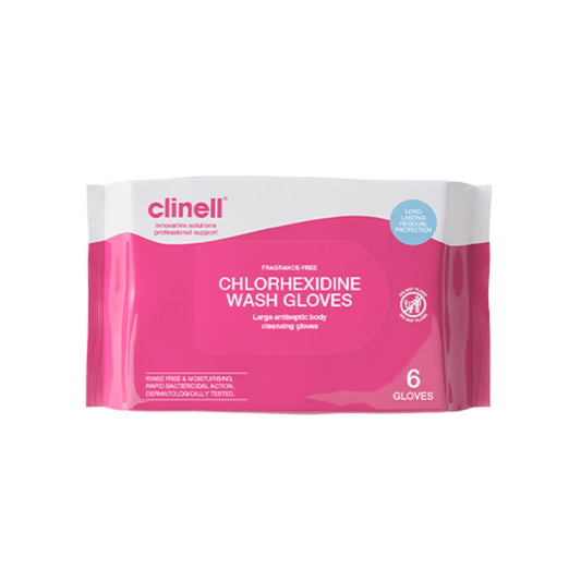 Clinell Waschhandschuhe ohne Duftstoffe, Chlorhexidin, 6er-Pack