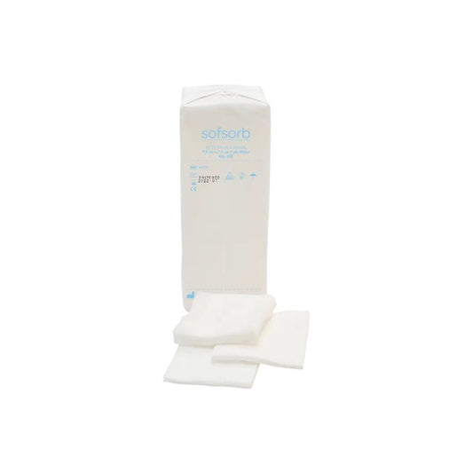 7,5 cm x 7,5 cm große 4-lagige Sofsorb-Vliestupfer, Packung mit 200 Stück