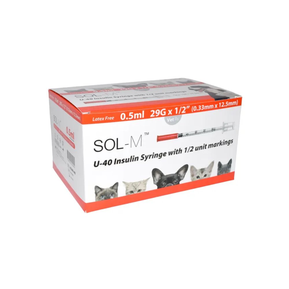 Sol-Vet 0,5 ml 29 g x 0,5 Zoll U40-Spritze mit fester Nadel