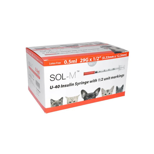 Sol-Vet 0,5 ml 29 g x 0,5 Zoll U40-Spritze mit fester Nadel