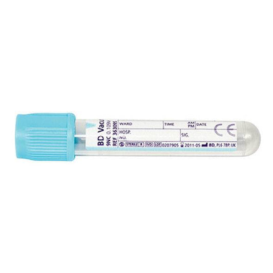 BD Vacutainer 2,7 ml EST Plus Citrat-Röhrchen mit hellblauem BD Hemogard-Verschluss