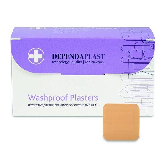 Waschfeste Pflaster von Dependaplast, 4 cm x 4 cm, Box mit 100 Stück