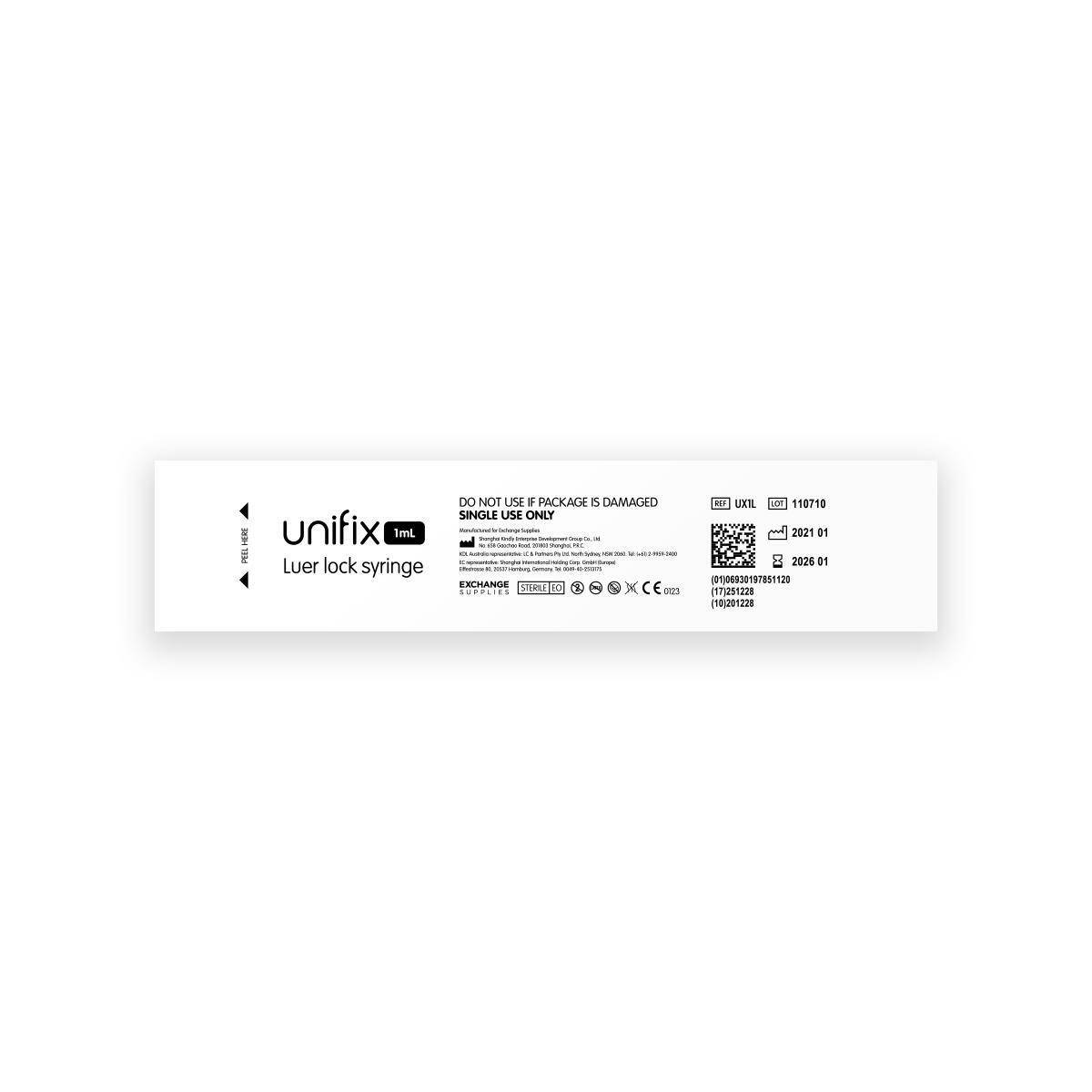 1 ml Unifix Luer-Lock-Spritze