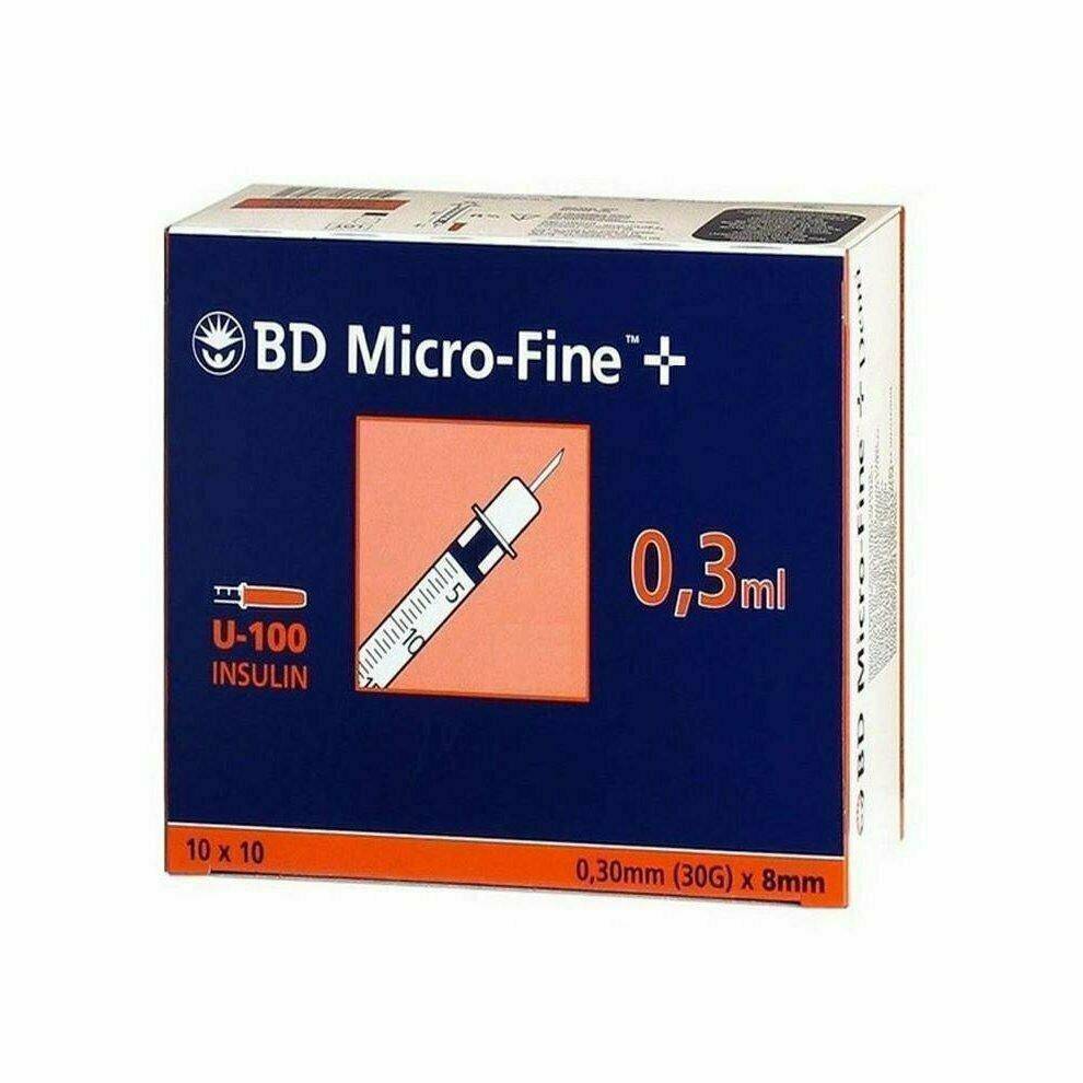 0,3 ml 30 g 8 mm BD Mikrofeine Spritze und Nadel u100