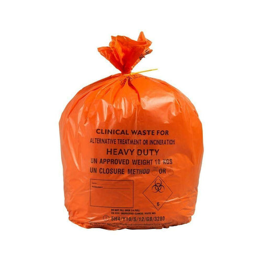 Orangefarbene mittelschwere klinische Abfallsäcke, 90 Liter x 25