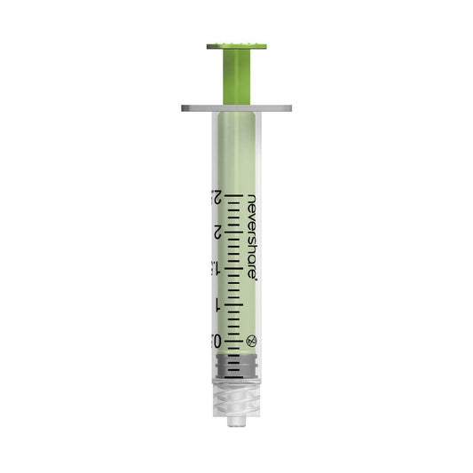 2.5ml Green Nevershare Luer Lock Syringes S244 UKMEDI.CO.UK
