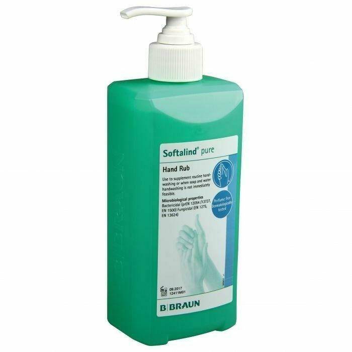 Softalind Pure 1000 ml Händedesinfektionsflasche – Dosierpumpe