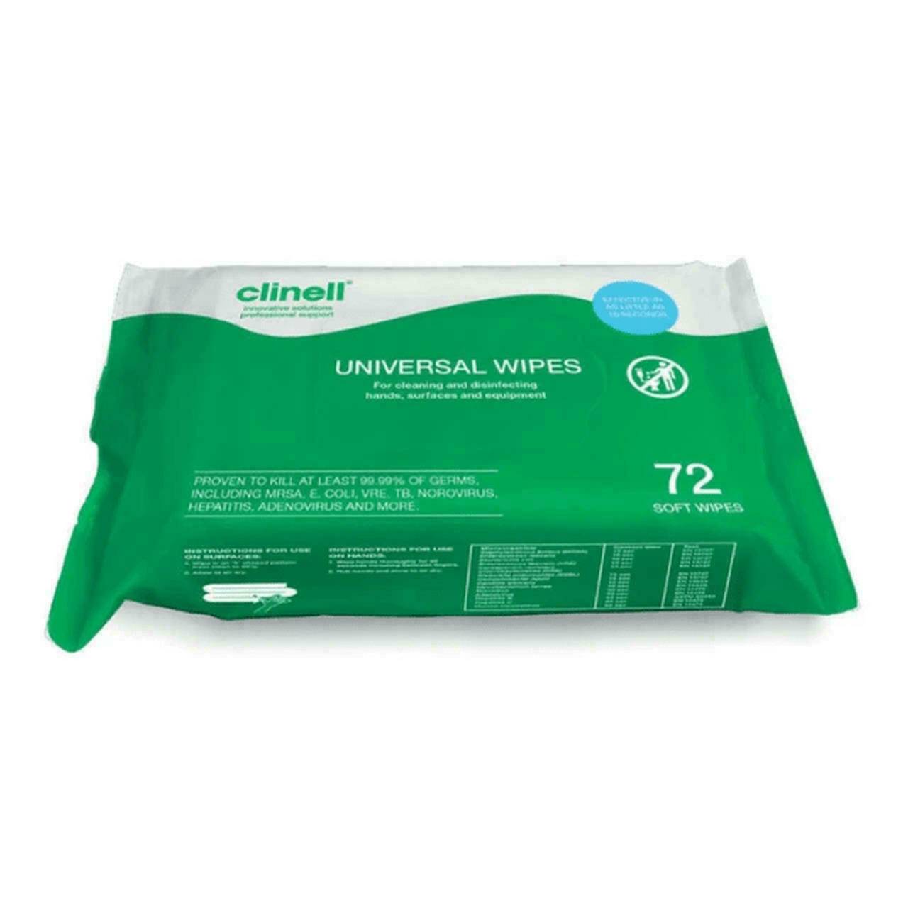 Clinell Universal Wipes 72 BCW72 UKMEDI.CO.UK