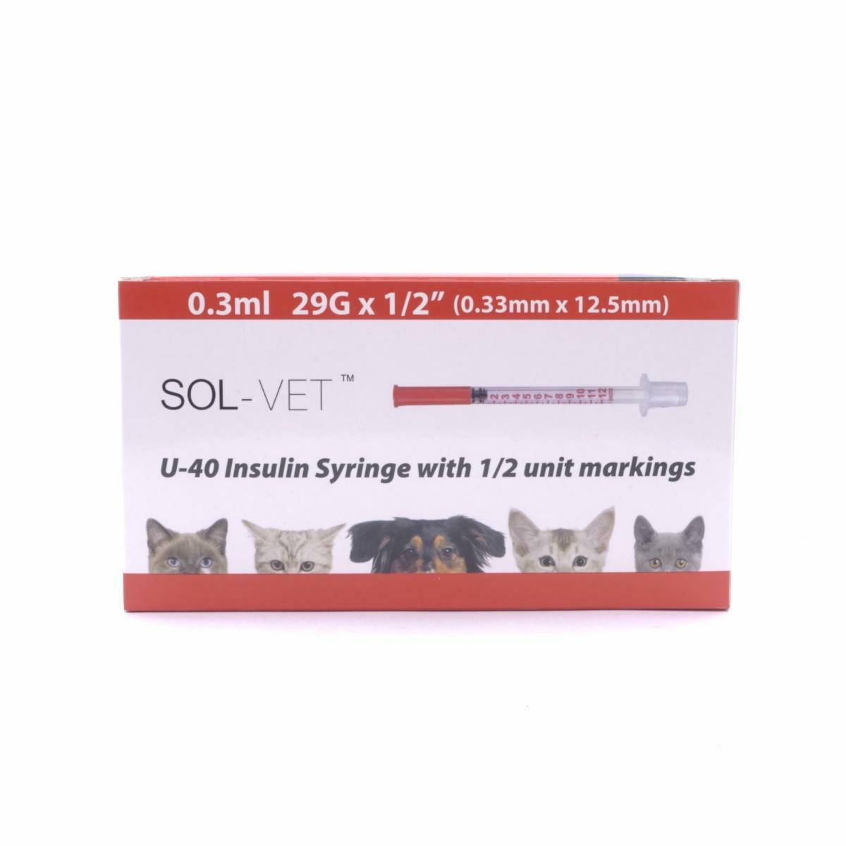 Sol-Vet 0,3 ml 29 g 0,5 Zoll U40 Spritze mit fester Nadel