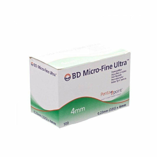 Box of BD Micro-Fine Ultra pen needles, 4mm length, with Pentapoint tip.