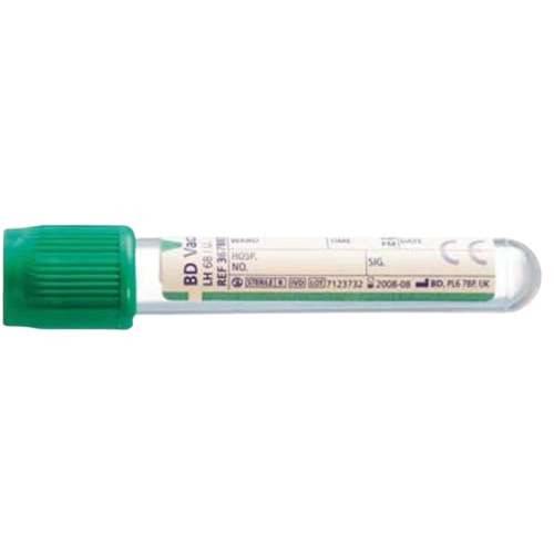 BD Vacutainer 4 ml Kunststoff-Lithium-Heparin-Röhrchen, grüner Hemogard-Verschluss