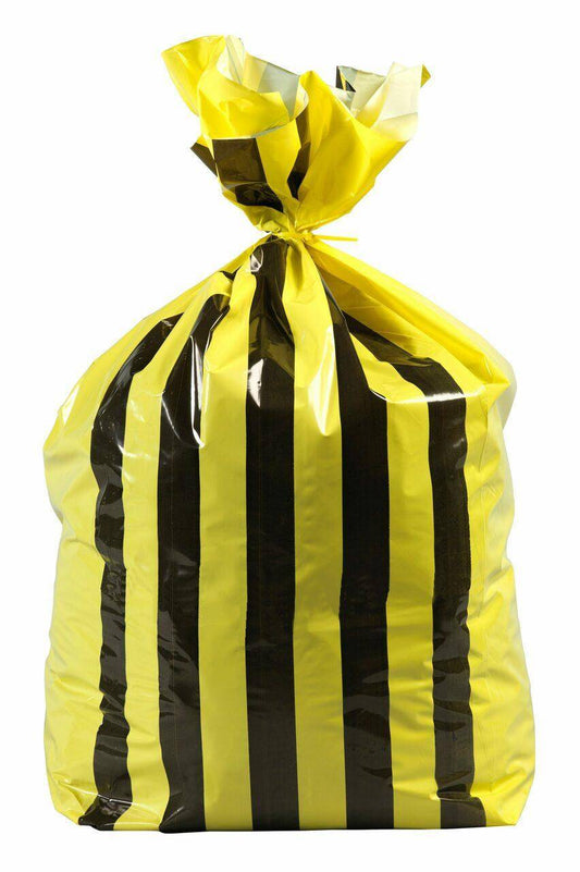 20L Small Tiger Stripe Polythene Offensive Waste Bags - 1 Roll of 50 - UKMEDI