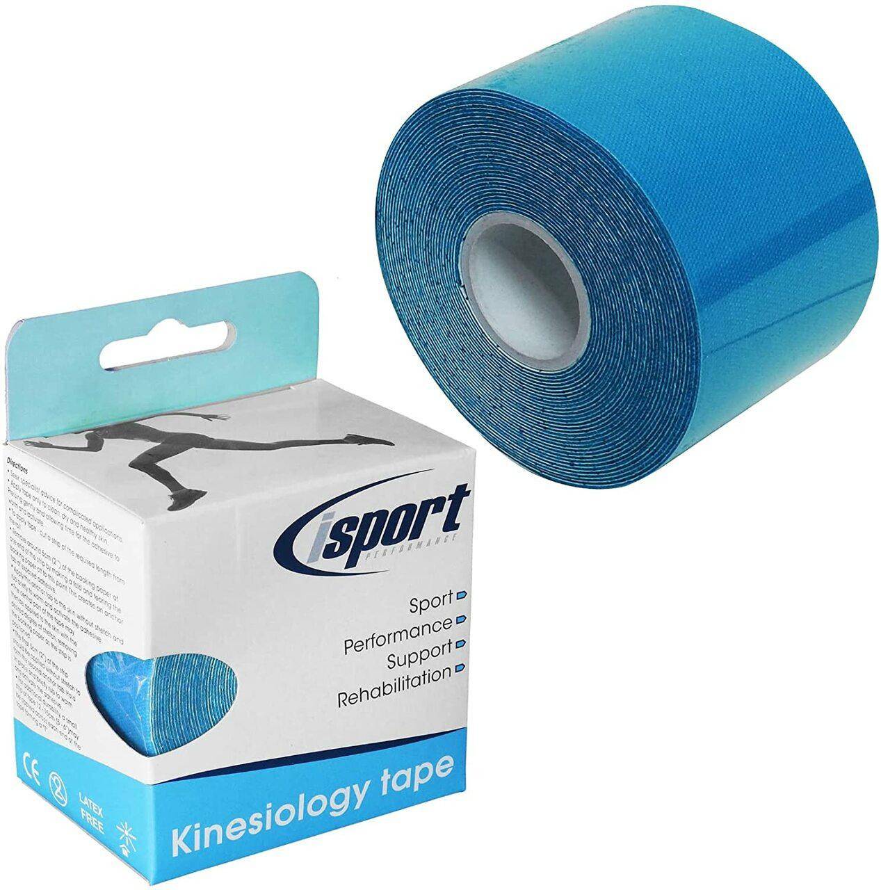 Blaues Kinesiologie-Tape 5 cm x 5 m isport Performance