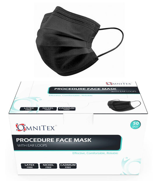 Type IIR Surgical Face Mask x 50 (Black) - UKMEDI