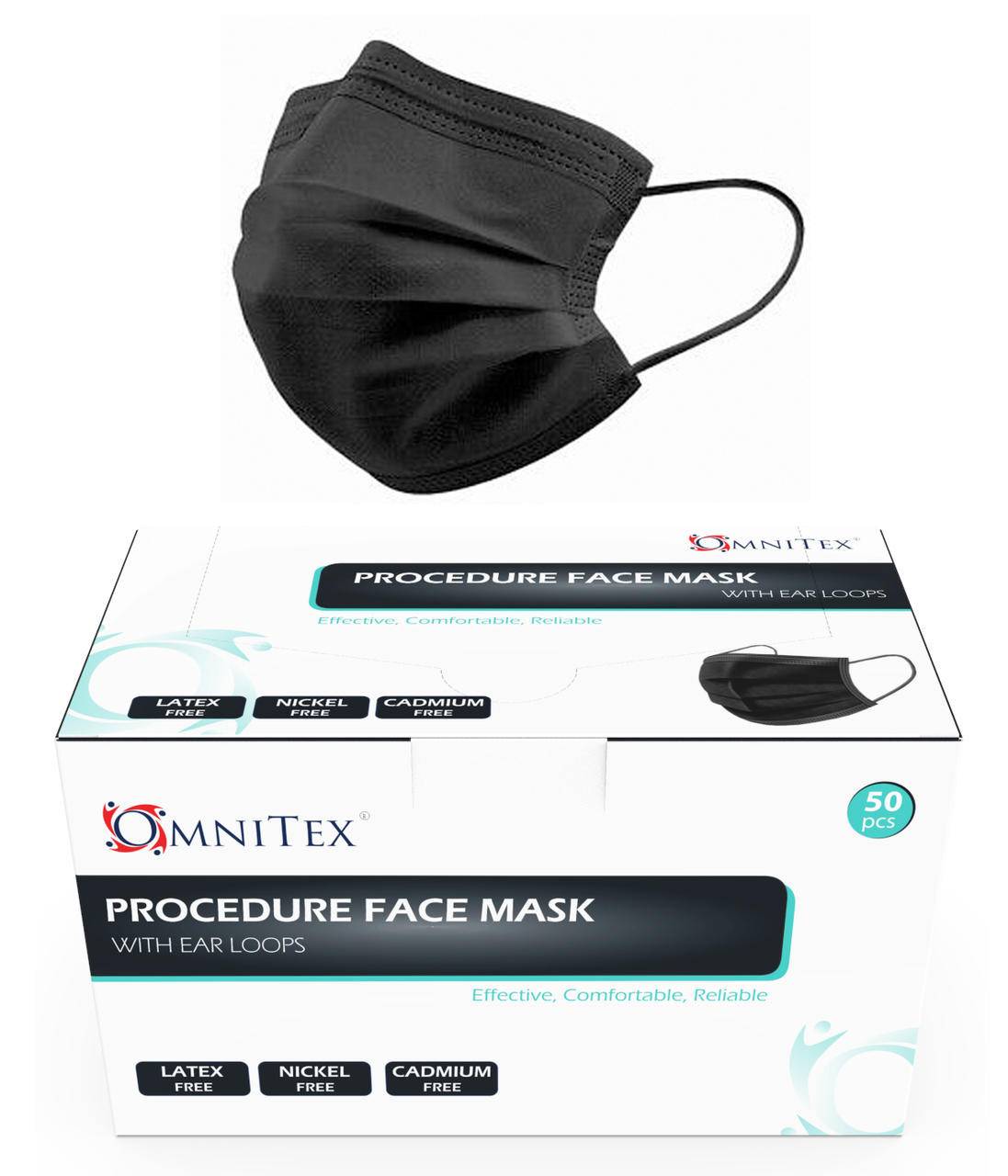 Chirurgische Gesichtsmaske Typ IIR x 50 (Schwarz)