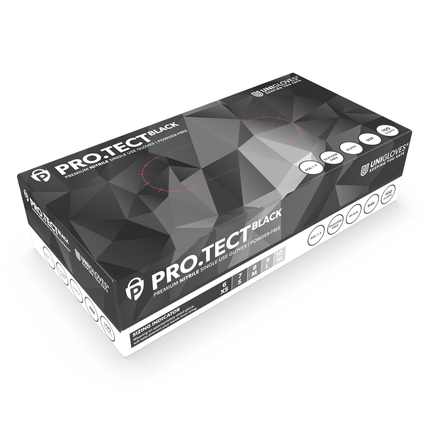 PRO.TECT Schwarze Nitrilhandschuhe, 100er-Box