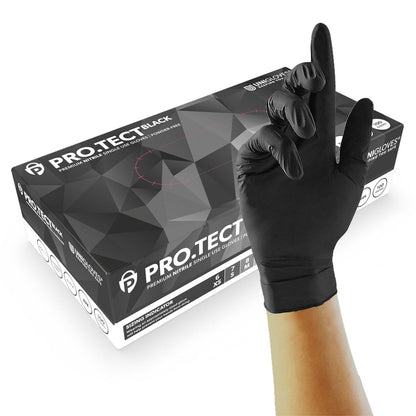 PRO.TECT Schwarze Nitrilhandschuhe, 100er-Box