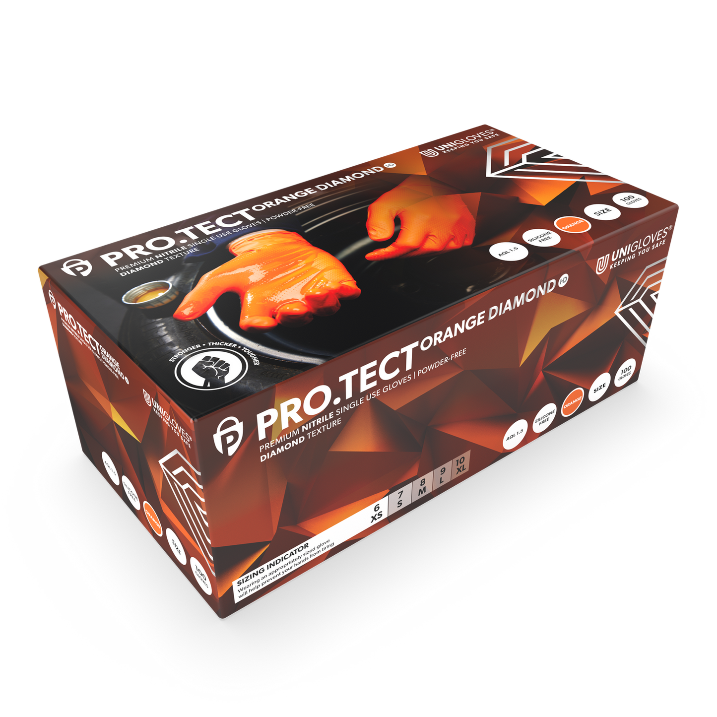 PRO-TECT Orange Diamond HD Nitrilhandschuhe, 100er-Box
