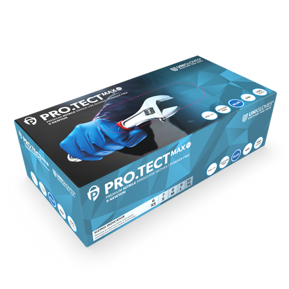 PRO.TECT Max 9N Nitriile Blue Handschuhe, extra stark, Box mit 100 Stück