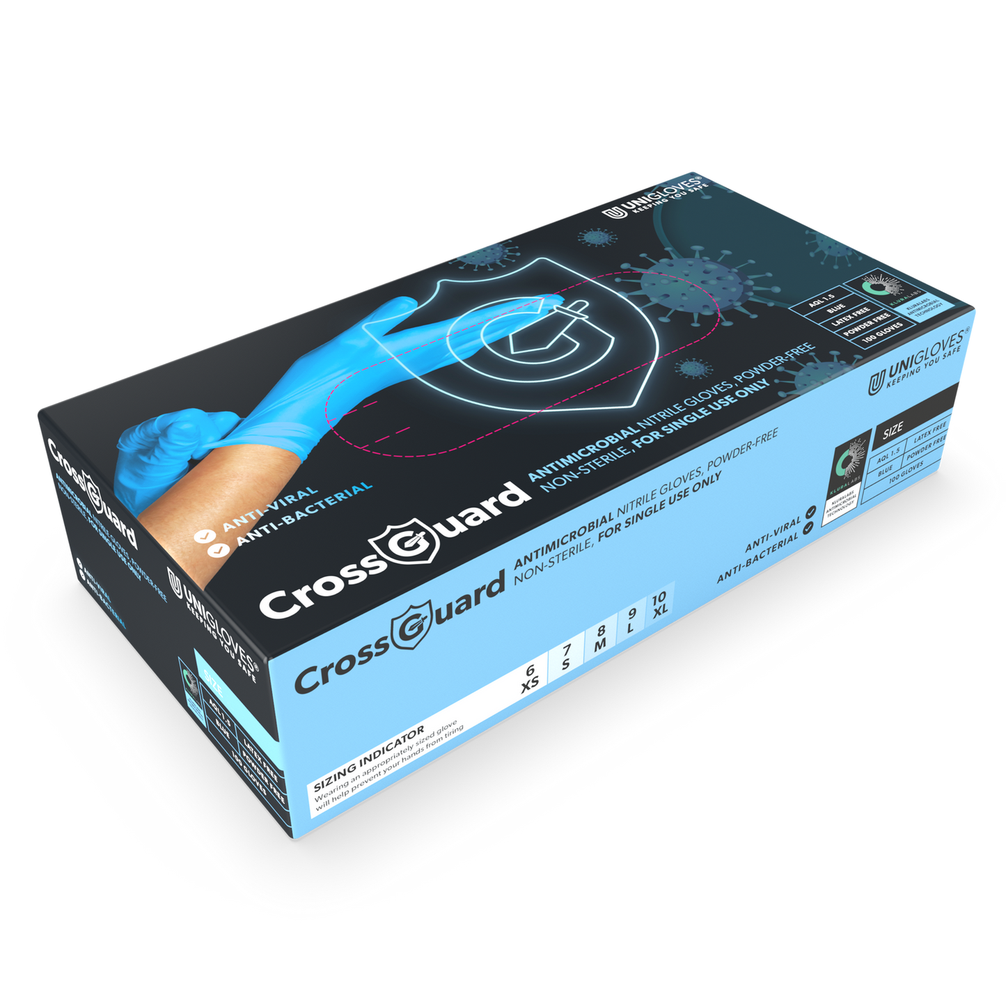 CROSSGUARD Antimikrobielle Nitrilhandschuhe, 100er-Box