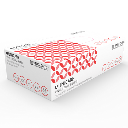 Unicare Red Vinyl Puderfreie Box mit 100 Handschuhen