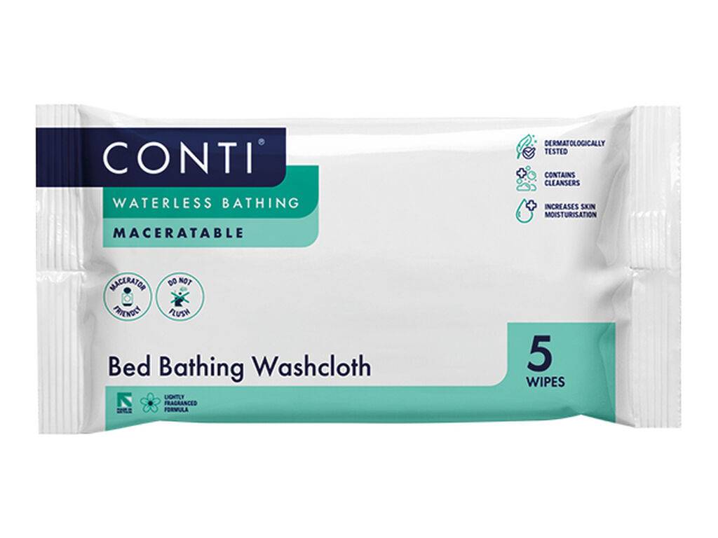 Conti Mazerierbarer Bett-Badewaschlappen, leicht parfümiert, 5 Tücher