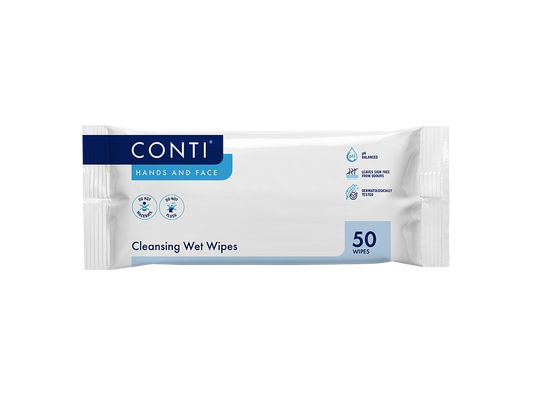 Conti Hands And Face Super Soft Wet Wipes, leicht parfümiert, 50 Tücher