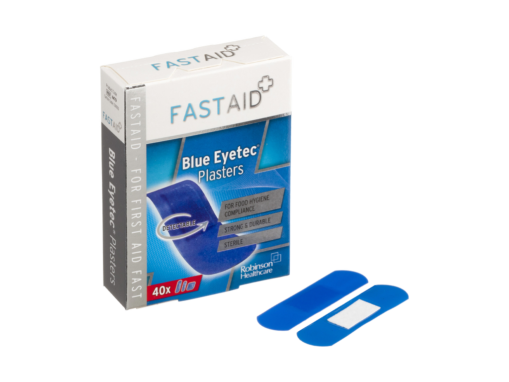 Fast Aid Sterile Blue Eyetec Pflaster, 40 verschiedene Pflaster in 3 Größen