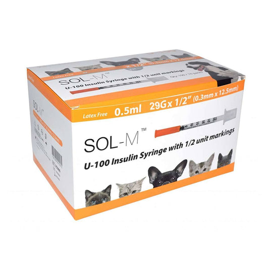 Sol-Vet 0,5 ml 29 g x 0,5 Zoll U100-Spritze mit fester Nadel