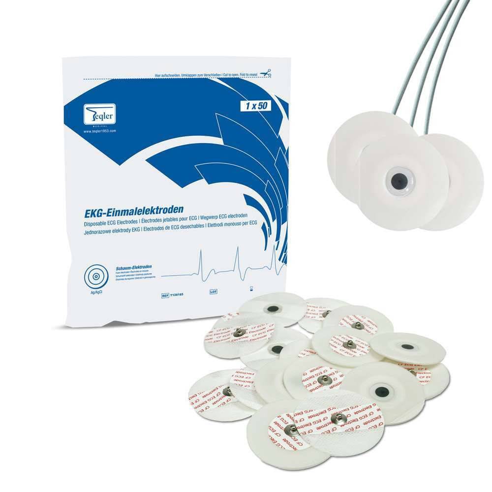 Schaumstoff-EKG-Elektroden für Knopfadapter, 50 Stück Teqler