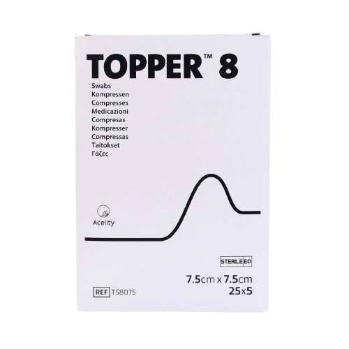 7,5 cm x 7 cm Topper 8 12-lagige, nicht sterile Tupfer, Packung mit 125 Stück J&J