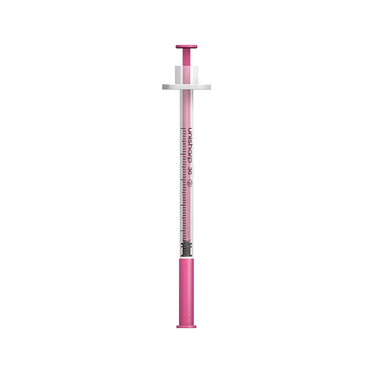 0,5 ml 0,5 Zoll 30 g rosa Unisharp-Spritze und Nadel u100